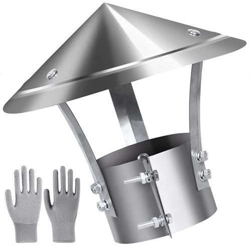 Comignolo Stufa a Pellet,Cappello per Camino 75mm 80mm 90mm 100mm 110mm 120mm 130mm 140mm Tetto Antipioggia,Per Canna Fumaria Extractor Antivento Antipioggia in Acciaio Inox(75mm/3in)