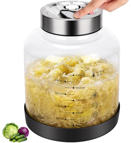 2L Fermentierglas mit Gärventil, Kefir Zubereitung mit luftdichtem Deckel