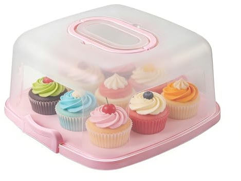 Portatorte riutilizzabile, Contenitore per alimenti da viaggio, Scatola per torte con maniglia sicura, Utensili da forno da cucina, Portaoggetti per dessert con coperchio con chiusura, Custodia per tr