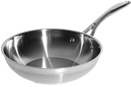 Nobel Triply Stainless Steel Wok - 26 cm Diameter with Riveted Sturdy Handle (Induction and Gas Stove Friendly 3 litres Capacity