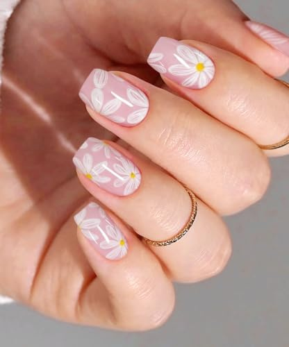 JMEOWIO White Flower Semi Cured Gel Strips Wraps Nail Art Sticker