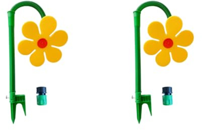 Pack de 2 aspersores de jardín en Forma de Flor, Alcance de 6 Metros, rociador Giratorio de 360°, aspersor móvil como Flor Bailarina, rociador de riego, aspersor de jardín para terraza y césped