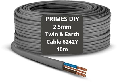 6242Y 2.5MM Twin And Earth Cable 10 Metres | BASEC Approved Electrical Mains Socket Ring Wire