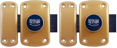 IFAM B6/50 (025360) - Verrou de sécurité pour porte, système d'ouverture bouton/clé, levier de 110 mm et 2 tours, 5 clés de points (Lot de 2)
