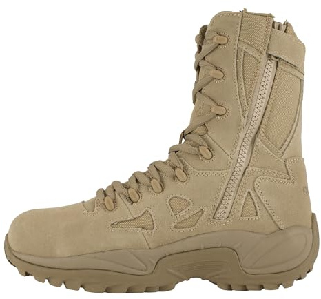Reebok mens Rapid Response Rb Safety Toe 8 Stealth With Side Zipper Military & Tactical Boot, Desert Tan, 11 Wide US