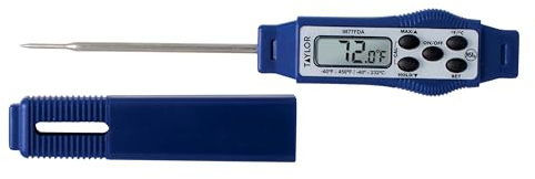 Taylor 9877FDA Compact Waterproof Digital Food Thermometer, 2.81 Inch Stem Length with FDA-Recommended 1.5mm Probe, NSF Certified, Blue