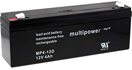 Powery Powery Recambio de Batería para SAI Batería de Gel Aplicaciones Solares 12V 4Ah (Reemplaza también 4,5Ah)