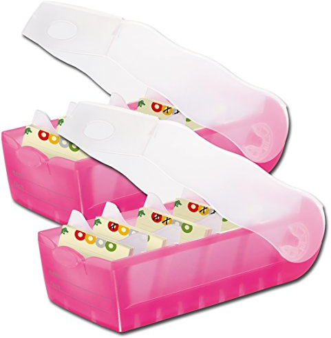 HAN 998 Lernkartei CROCO - die Profibox, genial einfach Vokabeln lernen, DIN A8 (transluzent-pink / 2 Boxen)