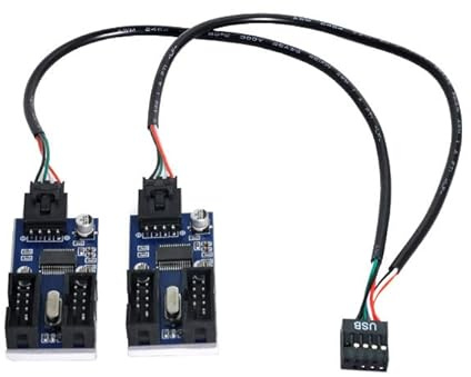 cablecc 9pin USB 2.0 Cabecera 1 a 2/4 Cable de extensión Hembra HUB Conector Adaptador Puerto Multilier