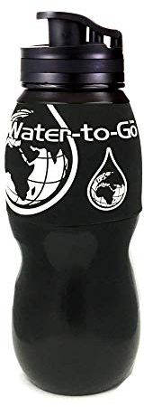 WATER TO GO Leakproof Filter Water Bottle with replaceable 3 Stage Filter removing 99.99% of Bacteria & Contaminents to Improve Taste - Hiking, Camping & Travelling - BPA free, 75cl (BLACK-MONO)
