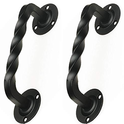 2er Set Antik rustikale Stoßgriffe Türbeschläge Schmiedeeisen Grifflänge 153 mm