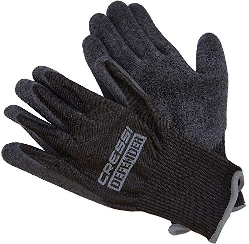 Cressi Defender Gloves Black 2mm - Schutzhandschuhe für Dynema/HPPE-Tauchgänge, Schwarz