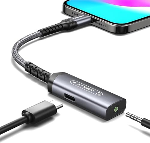 JSAUX USB C Headphone Adapter and Charger, PD 60W, 2-in-1 Aux to USB C Jack | 2 in 1 Type to 3.5 mm audio with PD 60W Fast Charging for iPhone 16 Pro/16 Pro Max/16/16 Plus/15 Pro Max/15 Pro, Samsung