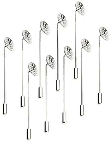 Milisten 10 Stück Brosche Pin Stick Runde Tablett Metall Sicherheitsnadeln Anzüge Reversnadel Stick mit Stopper Enden DIY Schmuck Zubehör Krawatte Hut Schal Silber