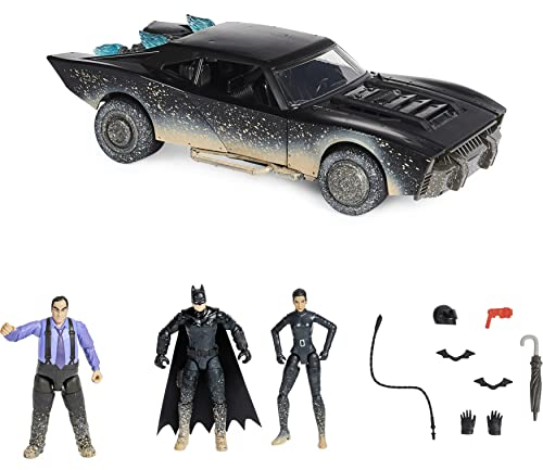dc comics, Confezione Batman e Lt. Gordon, con 2 Personaggi da 10 cm e Auto della Polizia, Oggetto da Collezione del Film The Batman, Giocattoli per Bambini e Bambine dai 3 Anni in su