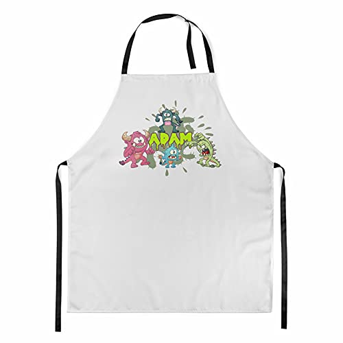 Ferocity Personalisierter Kinderschürze Kind Malschürze Kunstkittel Kochschürze Apron Werkschürze mit einem motiv Weiß mit Namen Motiv Kreaturen [074]