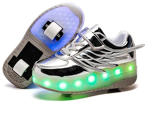 Schuhe mit Rollen für Mädchen und Jungen Kinder Roller Schuhe Farbwechsel Led Shoes with Wheels Kinderschuhe mit Licht Leucht Skate Sneakers Unisex Kinder
