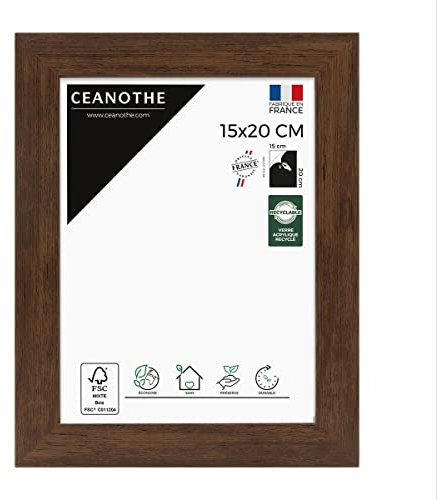 Ceanothe Cadre Photo 15x20 cm en Bois Marron Convient au A5 et A6 de la Collection Design Eternel Verre acrylique Incassable - Fabriqué en France