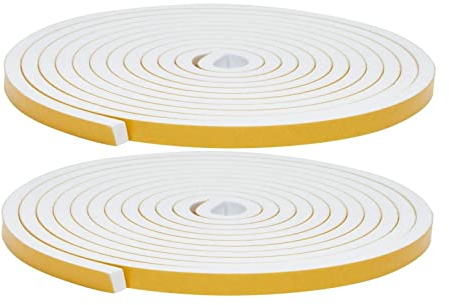 wordmouk Cinta Selladora de Espuma 6x3mm Tira de Sellado Junta, Cinta adhesiva de espuma autoadhesiva, cinta aislante para puertas y ventanas, anticolisión, insonorización, ongitud total 8m, blanco