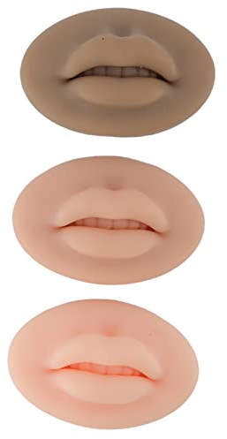 3 Stück Tattoo Übungslippen, Silikon Praxis Lippen, Tattoo Stifte für Die Haut Semi permanente Silikon Lippenmodell Realistisches Lippenübungsmodul Anfänger Kosmetik up Lippentraining für Tätowierer