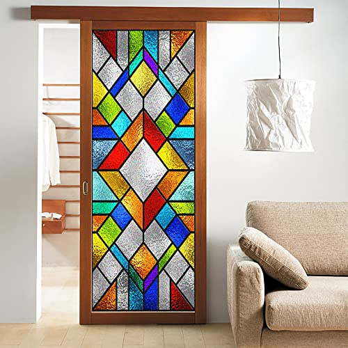 Fensterfolie, Sichtschutz, Buntglas-Aufkleber, statisch haftend, Kirche, dekorative Farbabdeckungen, Vinyl, nicht klebende Aufkleber für Zuhause, 50 x 160 cm