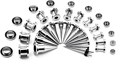 TBOSEN 36PCS Ohr Gauge Stretching Kit Edelstahl Double Flare Legierung Tapers 3 In 1 Stecker Set Öse