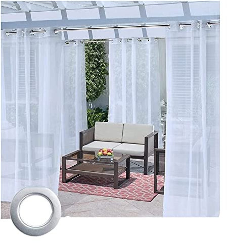 Outdoor VorhäNge Wasserdicht Durchsichtige Vorhänge For Den Außenbereich, Ösen Mit Ösen, Wasserdicht, UV-Schutz, Halbvorhänge For Pavillon, Pergola, Balkon, Dekorplatte Mit Zugband, Polyester, 39 Größ