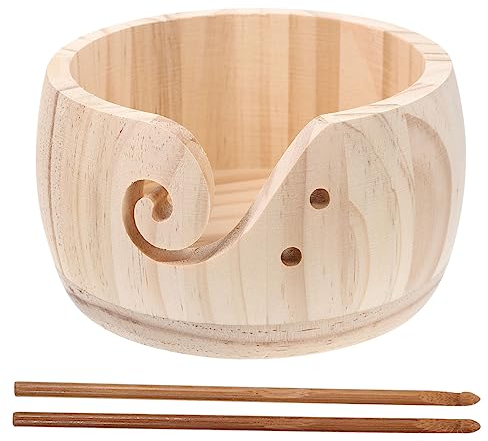 EXCEART Recipiente Para Almacenar Hilo De Madera Cuenco Organizador Para Guardar Hilo y Agujas De Crochet Para Manualidades De Lana