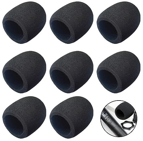 RTRTGS 8 Pièces Mousse Microphone Bonnette, Microphone à Main Housse en Mousse, Filtre Anti Pop Vent en Mousse pour KTV, Performance Sur Scène, Entrevue et Activités de Plein Air (Noir)
