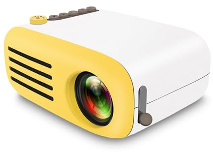 Mini proiettore domestico, piccolo proiettore portatile, home theater, grande schermo, ad alta definizione 1080P, sorgente luminosa a LED, interfacce multiple, supporto di più formati di file (giallo)