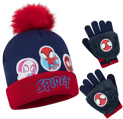 Marvel Boys Winter Accessories Set, Cosy for School Travel - Gifts for Boys (Navy/Red Spidey 2 Pcs)