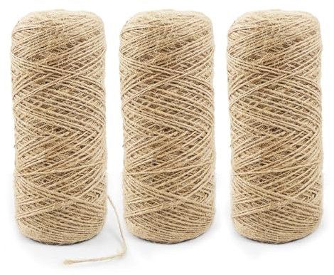 600 Meter Juteschnur 1mm Jutegarn 100% Natur Jute Schnur Kordel Gartenschnur für Garten Basteln DIY Geschenke Verpackungs Dekoration (3 Rolle, 200 Meter pro Rolle)