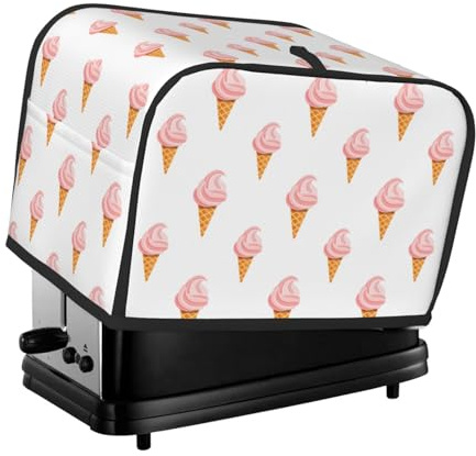Funda para tostadora de 2 rebanadas con bolsillos, diseño de helado rosa, cubierta de tostadora de huellas dactilares grasas para cocina, accesorios para tostadora de 2 rebanadas