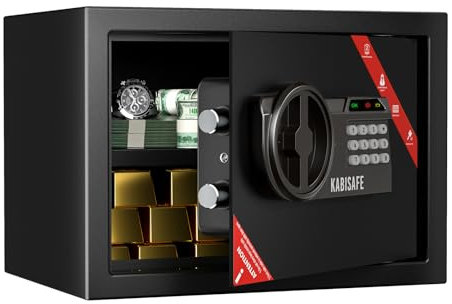 KABISAFE Safe Box Fireproof, Home Safe Lock Box with Sensor Light and Double Digital Keypad Safe Box, Personal Safe for Home Business Office Document Jewelry Gun Cash 17L