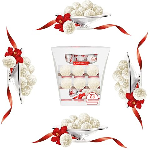 Praline, regalo di cioccolato bianco, regalo di nozze, regali per donne e uomini, regali per insegnanti, scatola di cioccolato per feste, cocco, mandorle intere, crema liscia, confezione da 23