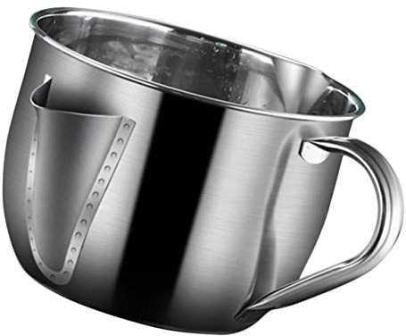 Cabilock Stainless Steel Oil Filter Pot and Grease Can, 201 Food-Grade Stainless Steel Soup Pot Wavy Handle, Kitchen Oil Separator for Cooking and Soup Fat Removal