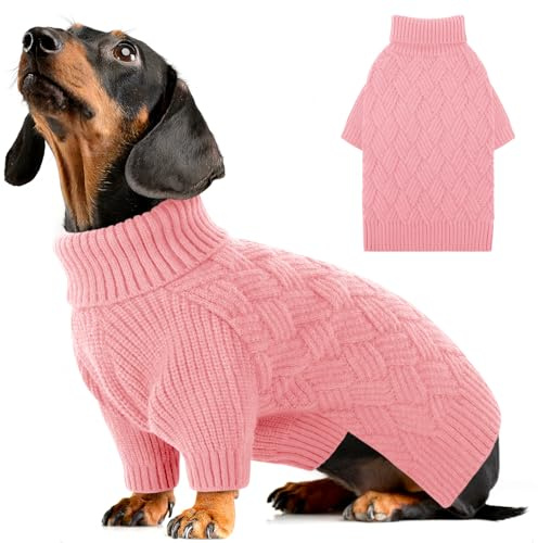 AOFITEE Hundepullover XS, Warme Katzenpullover Hunde Pullover Kleine Hunde | Rollkragen Hunde Welpen Pullover mit Beinen, Winter Dackel Weihnachten Hundepulli Sweater für Hunde Strickpullover Katzen