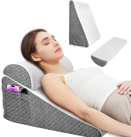 Cuscino Compensato Per Letto, Cuscino Triangolare In Memory Foam Per Apnea Del Sonno, Bruciori Di Stomaco, Ronfamento, Altezza Gambe 30,5 Cm, Supporto Dorsale Per Seduta Sul Letto