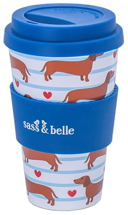 Sass & Belle Taza de café de viaje para perro salchicha