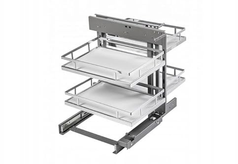 GTV Eckkorb Magic Corner Movix Pro für Front 500 mm - Ausziehbar, Weiß, Set mit Antirutschmatte, Breite 1000 mm Organizer Für Eckschrank