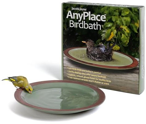 Jacobi Jayne Bird Bath For Garden Birds Anyplace™ Bird Bath - Ceramic Garden Bird Bath and Wildlife Drinker - Perfect Birdbath For Garden. Bird Water Feeder And Bird Bath Bowl. Birdbaths & Supports