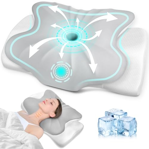 Fwiull Nackenkissen Kopfkissen, Anti Schnarch Kissen, Memory Foam Kissen Ergonomisches, Nackenstützkissen Orthopädisches, Nackenkissen Seitenschläfer für Seiten, Rücken & Bauchschläfer (Schmetterling)