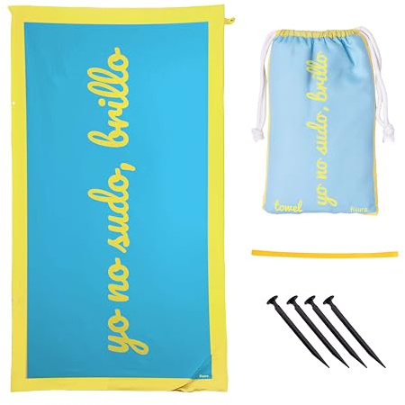 Fisura – Asciugamano da spiaggia grande blu Io non sudo, luminosità. Asciugamano in microfibra leggera per piscina, spiaggia, campeggio o picnic. Anti sabbia. Asciugatura rapida. Regalo originale