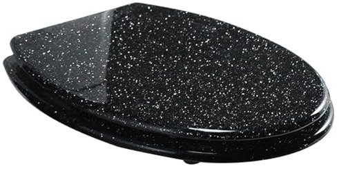 Abattant WC Rond à Paillettes de 41,9 cm, avec Couvercle à Fermeture Lente, dégagement Rapide pour Un Nettoyage Facile, matériau en résine antidérapant, doré