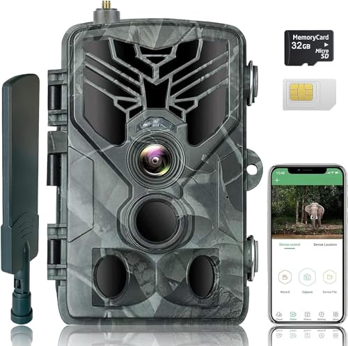 RecorCam Fototrappola 4G APP, 120MP 4K Fototrappola con SIM Telefonica Invio Foto, Video in Diretta Fotocamera Caccia Notturna, Movimento Attivato Impermeabile Fototrappole Infrarossi