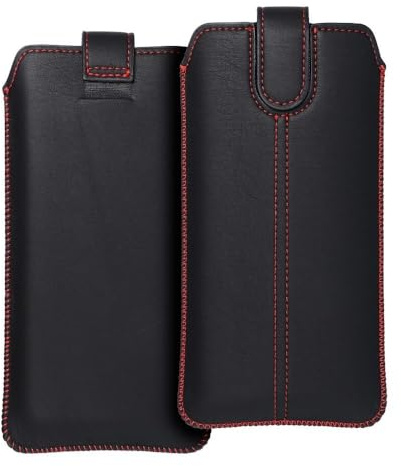 Generisch Universal Handy Tasche Einsteckhülle Smartphone Etui Slim Case Schutz Hülle Sleeve schwarz-rot für 6 Zoll Smartphones - Innenmaß ca. 15 x 8 cm