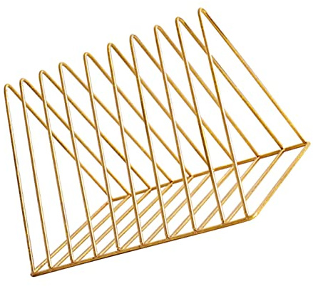 LALAFINA Étagère à Disques Vinyles et Ranger Livres en Métal Doré Structure Simple pour Organiser Fichiers Bureau L'école