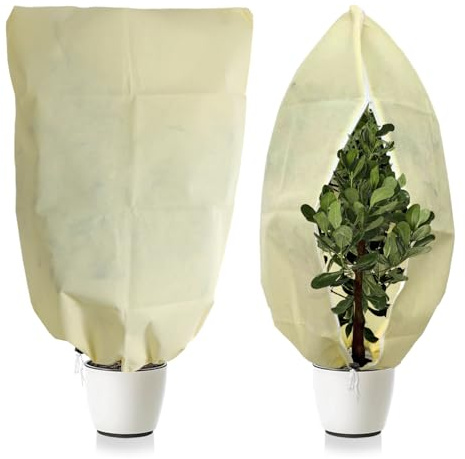 INYEEXUP 2 Pezzi Protezione Invernale, Cappuccio Protezione Piante per Piante con Coulisse e Cerniera, Copertura Antigelo Piante Sacco Protettivo Tessuto Non Tessuto 80g/m² 80 * 100 CM