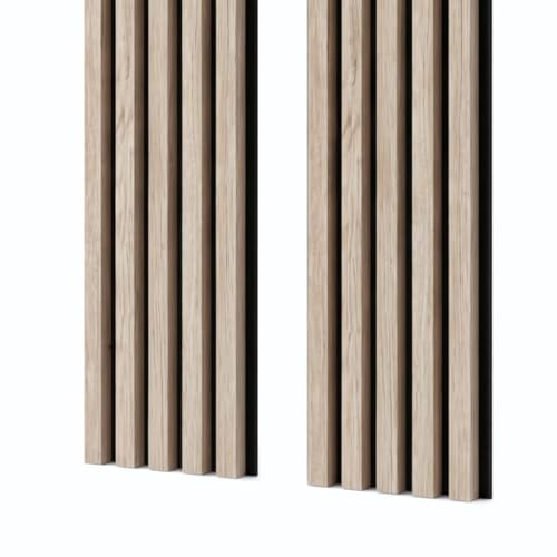 MEBANO. Akustiska Paneler på Filt 240 x 53 cm (2 stycken 240 cm x 26,5 cm) Ljuddämpande Akustiska Färg Ek Sanremo Ljus MDF-Väggpaneler Lamellbeklädnad Borrfri Montering Ljudisolerande