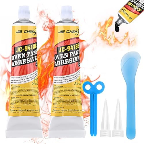 2 Stück Hitzebeständiger Kleber Mit kleinem Schaber 100 Ml Schwarz Hitzebeständiges Silikon Für Die Hochtemperaturabdichtung Verschiedener Arten Von Kaminen öfen